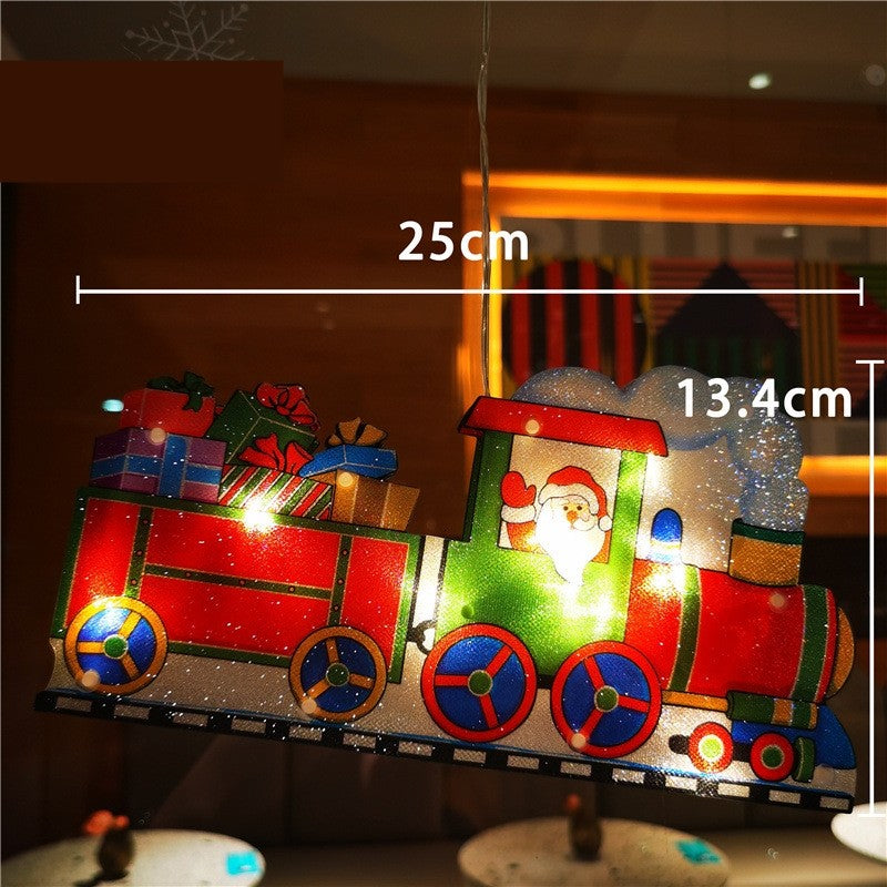 Decoratiune de Craciun pentru fereastra Vivimall, trenulet, cu LED-uri, 26 cm, alb cald - vivimall.ro