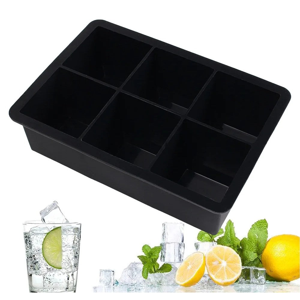 Forma pentru Gheata, Vivimall, 6 Forme Patrate cu Capac, din Silicon, 17 x 12 x 6 cm, Negru - vivimall.ro