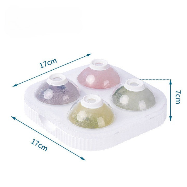 Forma Sfere de Gheata pentru Wiskey si Cocktail-uri Flippy, 4 Sfere, Material Plastic/Silicon Alimentar, Diametru 6.5 cm, cu Orificiu Tip Palnie pentru Umplere, 17 x 17 x 7 cm, Alb - vivimall.ro