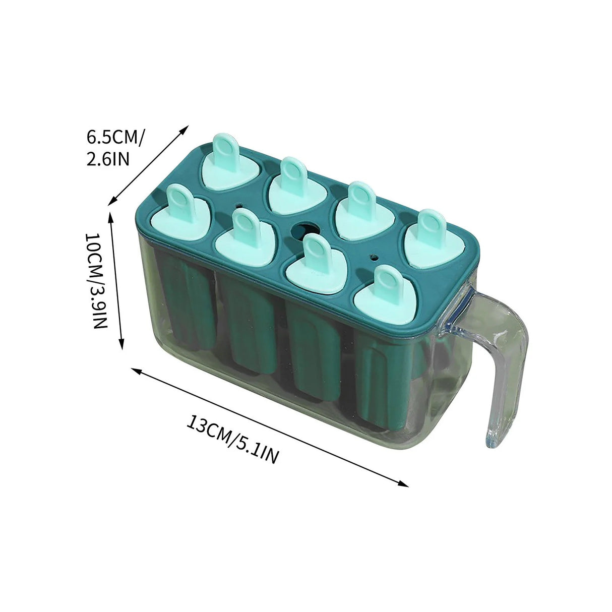 Forme de inghetata, Vivimall, 8 Forme din Silicon, Forma pentru Inghetata din si Sucuri Ghetate, 13 x 10 x 6.5 cm, Albastru - vivimall.ro