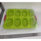 Forme de Silicon pentru Copt, Vivimall, 8 Forme Ovale, pentru Paine si Prajituri, 34.5 x 23.8 x 2.5 cm, Verde/Roz - vivimall.ro