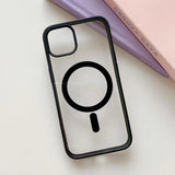 Husa MagSafe pentru Apple iPhone 14 Pro, Full Cover, Frosted Acrylic Color Big Hole, Magnetica, Incarcare Wireless, Flippy, Negru - vivimall.ro