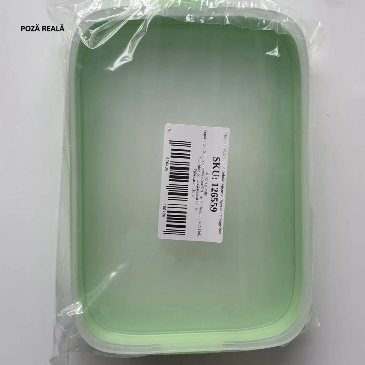 Recipient de Depozitare Alimente, Vivimall, Etans, pentru Frigider, din Plastic, Mentinere Proaspata, Reutilizabil, Rezistent la Temperaturi Extreme, 22x14.7x5 cm, Verde - vivimall.ro