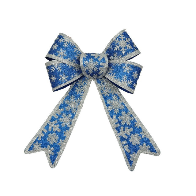 Funda pentru brad, Albastra, model de nea, cu margini argintii, 15 x 23 cm, PVC, Vivimall - vivimall.ro