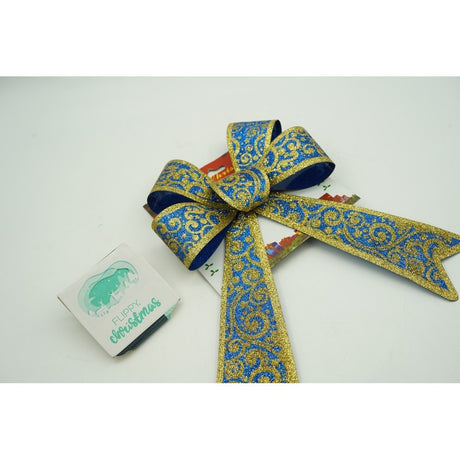 Funda pentru brad, Albastra, model spiralat, cu margini aurii, 15 x 23 cm, PVC, Vivimall - vivimall.ro