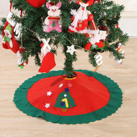 Covoras pentru bradul de Craciun Vivimall, lana, rosu/verde, 60 cm - vivimall.ro