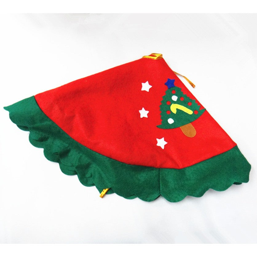 Covoras pentru bradul de Craciun Vivimall, lana, rosu/verde, 60 cm - vivimall.ro