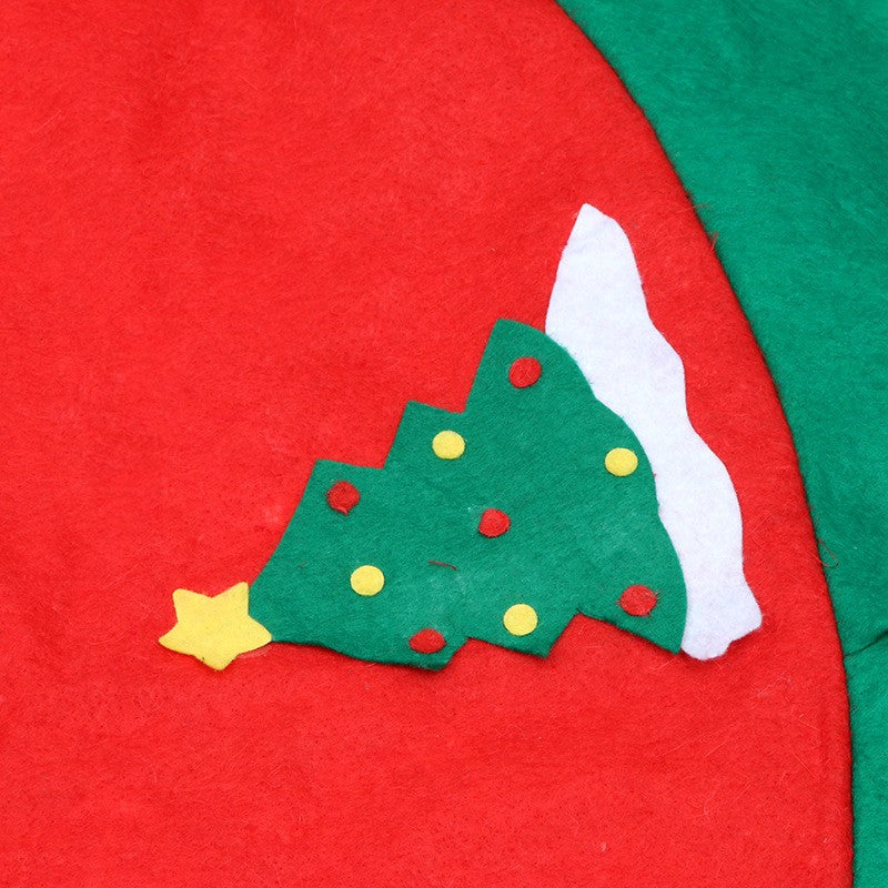 Covoras pentru bradul de Craciun Vivimall, lana, rosu/verde, 90 cm - vivimall.ro