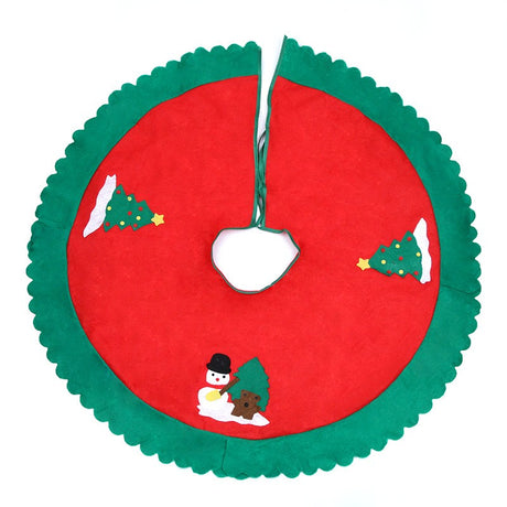 Covoras pentru bradul de Craciun Vivimall, lana, rosu/verde, 90 cm - vivimall.ro