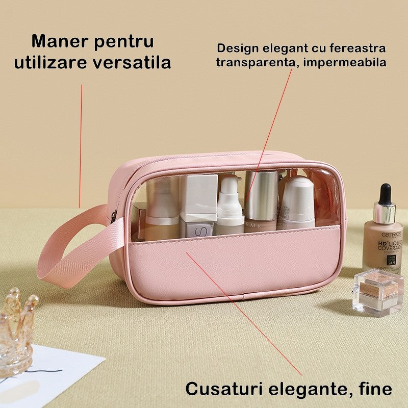 Geanta cosmetice Vivimall, pentru voiaj sau organizare, 22 x 12 x 8 cm, roz - vivimall.ro