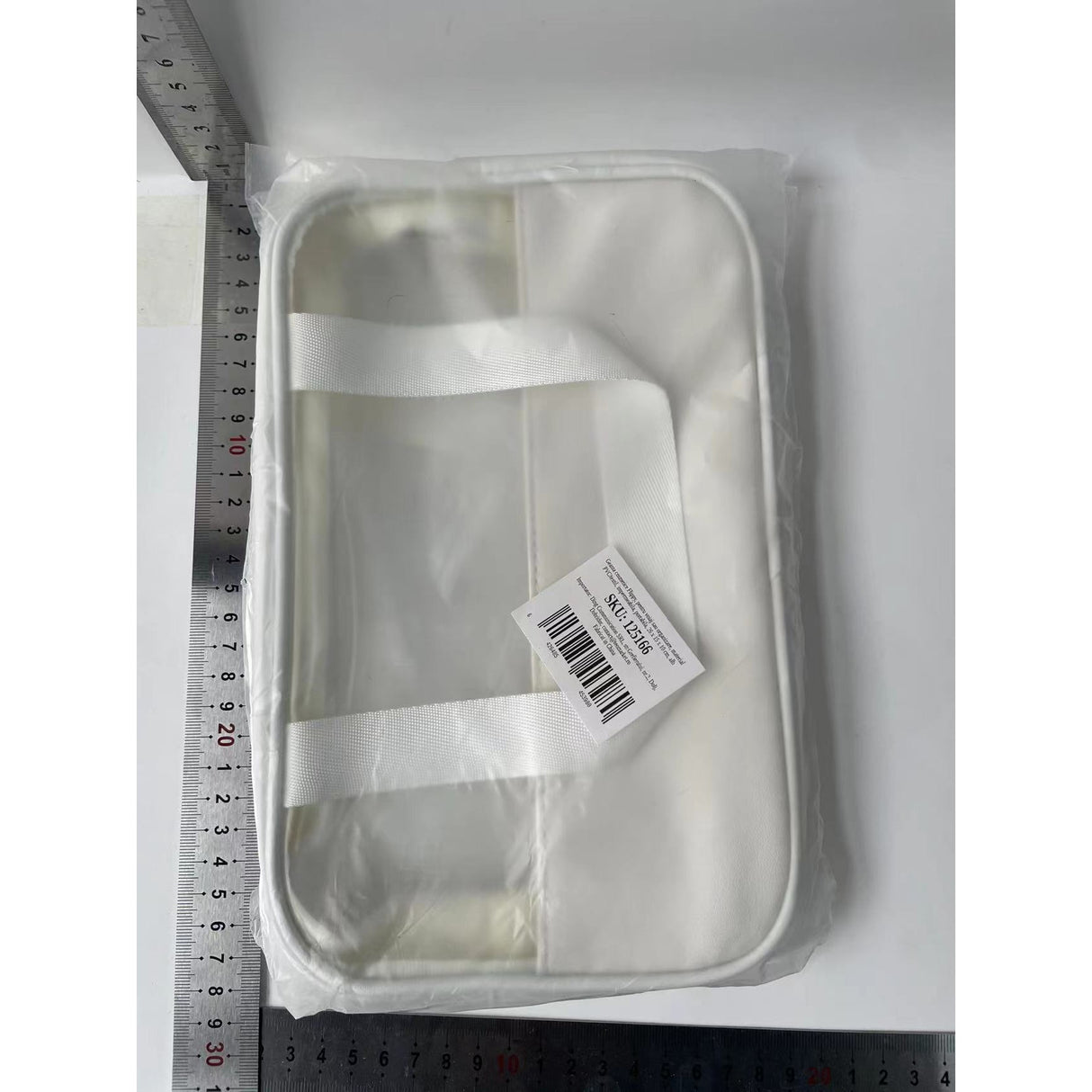 Geanta cosmetice Flippy, pentru voiaj sau organizare, material PVC/textil, impermeabila, portabila, 26 x 15 x 10 cm, alb - vivimall.ro