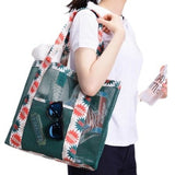 Geanta de Plaja, Vivimall, din Plasa Transparenta, Imprimeu Boom, 43 x 10 x 33 cm, Model pentru Umar, Lungime Inferioara 33 cm, Verde - vivimall.ro