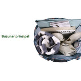 Geanta de Plaja, Vivimall, din Plasa Transparenta, Imprimeu Floral, 43 x 10 x 33 cm, Model pentru Umar, Lungime Inferioara 33 cm, Albastru - vivimall.ro