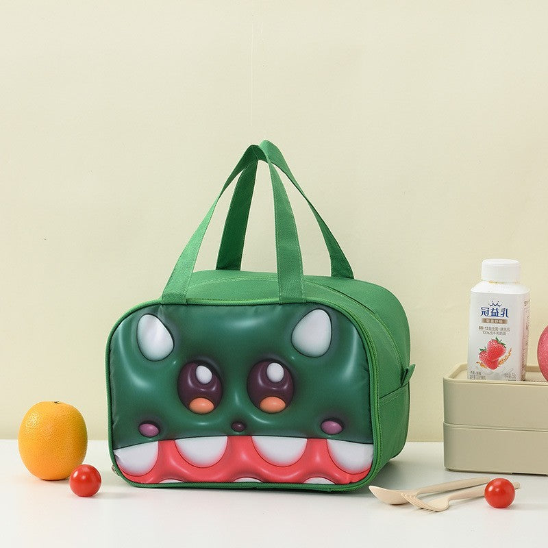 Geantă Frigorifică, Vivimall, cu Desene Animat 3D, Portabilă pentru Copii, de Prânz, din Pânză Oxford, 27.5x18x20 cm, Model Crocodil, Verde - vivimall.ro