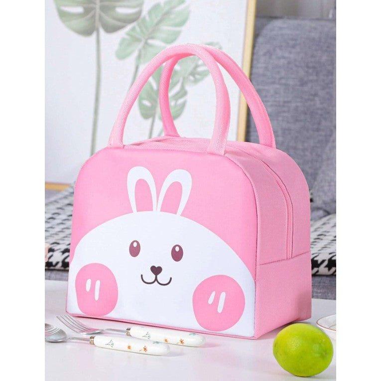 Geantă Frigorifică, Vivimall, cu Desene Animat, Portabilă pentru Copii, de Prânz, din Pânză Oxford, 22x14x19 cm, Model Iepuras, Roz - vivimall.ro