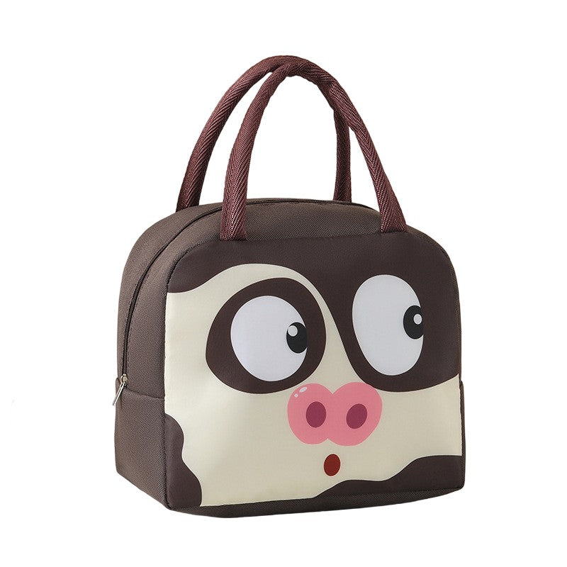Geanta Frigorifica, Cu Desene Animat, Portabila Pentru Copii, De Pranz, Din Panza Oxford, 22X14X19 Cm, Model Porc, Maro - vivimall.ro