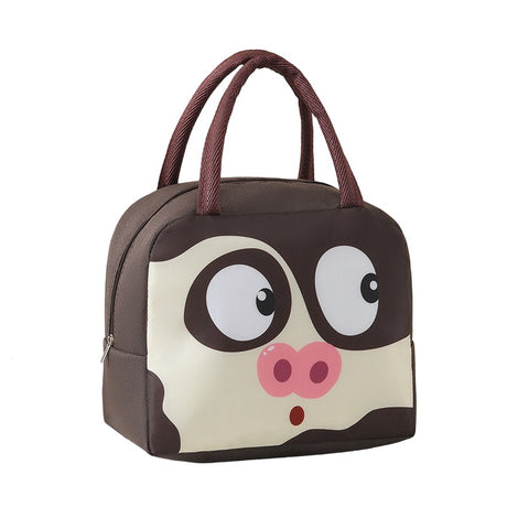 Geanta Frigorifica, Cu Desene Animat, Portabila Pentru Copii, De Pranz, Din Panza Oxford, 22X14X19 Cm, Model Porc, Maro - vivimall.ro