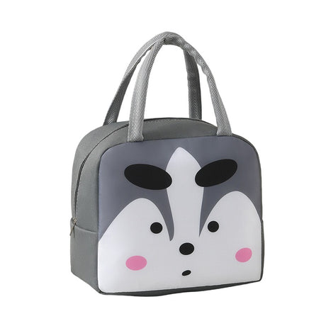 Geantă Frigorifică, Vivimall, cu Desene Animat, Portabilă pentru Copii, de Prânz, din Pânză Oxford, 22x14x19 cm, Model Vulpe, Gri - vivimall.ro