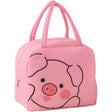 Geantă Frigorifică, Vivimall, cu Desene Animat, Portabilă pentru Copii, de Prânz, din Pânză Oxford, 22x14x19 cm, Model Purcelus, Roz - vivimall.ro