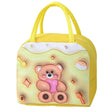Geantă Frigorifică, Vivimall, cu Desene Animate 3D, Portabilă pentru Copii, de Prânz, din Pânză Oxford, 23x13x19 cm, Model Ursulet, Galben - vivimall.ro