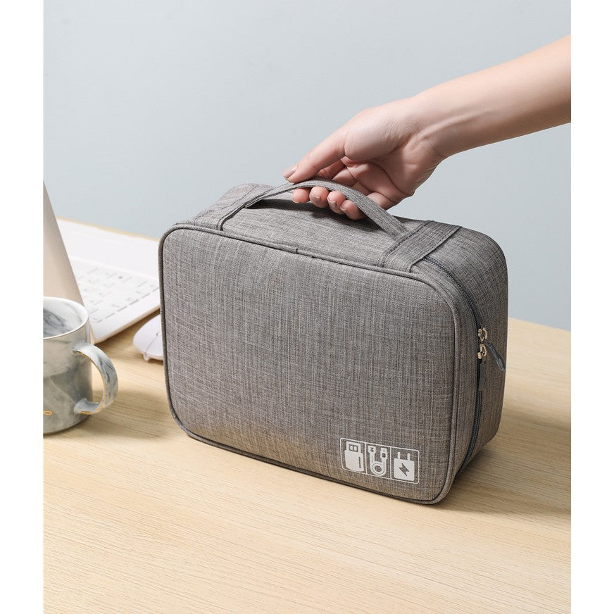 Geanta Organizatoare Vivimall, Pentru Cabluri si Accesorii, Portabila, Impermeabila, 24,5 x 18 x10cm, Gri - vivimall.ro