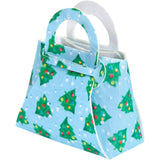 Geanta pentru Copii, Vivimall, Pliabila, pentru Cadouri de Craciun, din Panza Netesuta, Braduti, 13 x 12 x 6 cm, Verde - vivimall.ro