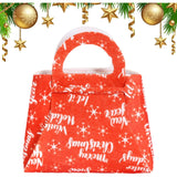 Geanta pentru Copii, Vivimall, Pliabila, pentru Cadouri de Craciun, din Panza Netesuta, Merry Christmas, 13 x 12 x 6 cm, Rosu - vivimall.ro