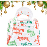 Geanta pentru Copii, Vivimall, Pliabila, pentru Cadouri de Craciun, din Panza Netesuta, Mesaje de Craciun, 13 x 12 x 6 cm, Alb - vivimall.ro
