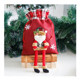 Sac cadouri Vivimall, tematica Mos Craciun, Material Textil, 30x25 cm, cu Siret, Rosu - vivimall.ro