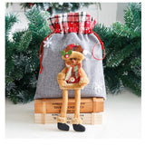 Sac din textil pentru cadouri de Craciun, Vivimall, Model Ren, 30x25 cm, Gri - vivimall.ro