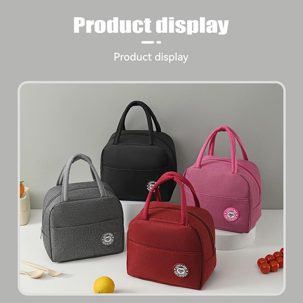 Geanta Termica pentru Pranz, Vivimall, Multifunctionala, Compartimentata, Impermeabila, cu Manere, Buzunar Exterior, 22x14x19 cm, Roz - vivimall.ro