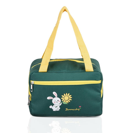 Geanta Termo-Izolanta, Vivimall, Compartimente Telefon si Tacamuri, Multifunctionala, Impermeabila, 30x21x20 cm, Design Iepuras, Verde - vivimall.ro