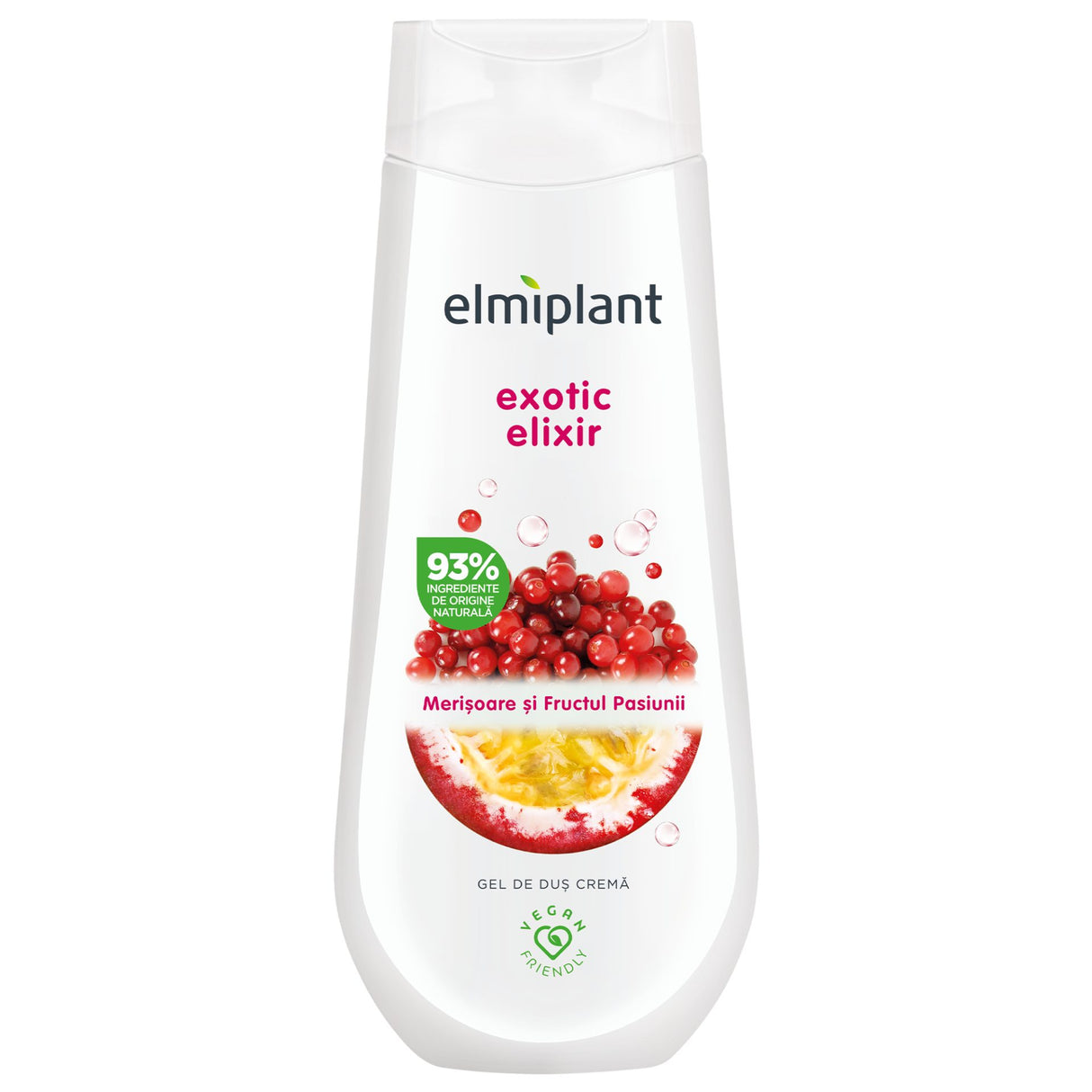Gel de Dus Crema, Elmiplant, Cu Merisoare si Fructul Pasiunii, 400 ml - vivimall.ro