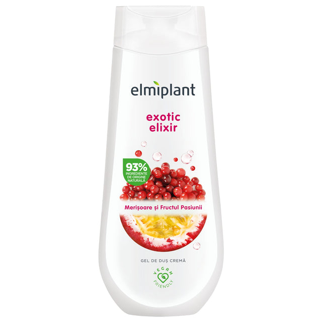 Gel de Dus Crema, Elmiplant, Cu Merisoare si Fructul Pasiunii, 400 ml - vivimall.ro