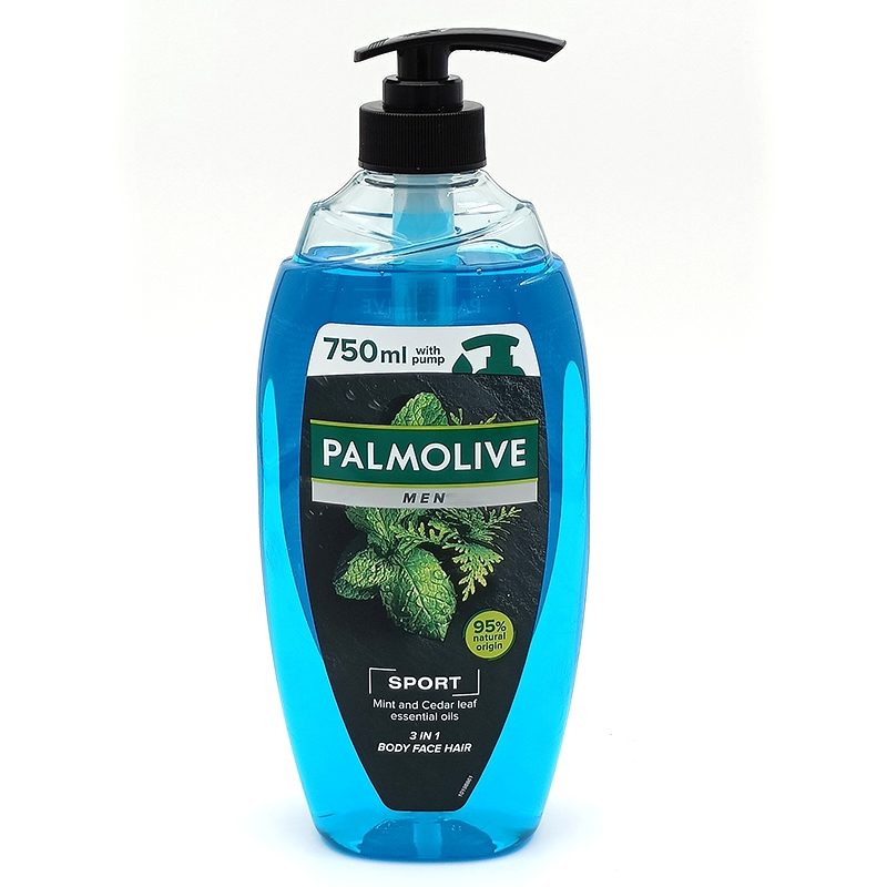Palmolive Tusfürdő, Pumpás, 750 ml, Men Sport, Mentás-Cédrusolajos
