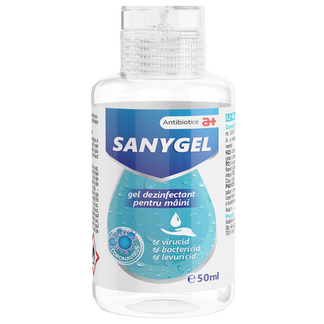Gel Dezinfectant Pentru Maini Pe Baza De Etanol Denaturat, Sanygel, 50 Ml