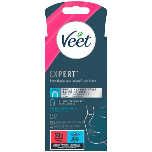 Veet Easy Hidegviasz Szőrtelenítő Gyantacsík Arcra, 20 db, érzékeny bőrre, Búzavirág
