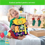 Ghiozdan Montessori, Vivimall, pentru Copii 2-6 ani, Fidget Pop, cu Catarame si Fermoare, Jucarii Senzoriale, Activitate de Invatare prin Joc, Albastru Marin, 0.25 kg, 28x10x23 cm - vivimall.ro