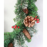 Ghirlanda de Craciun, cu merisoare si conuri, din brad artificial, cu parti de pin inzapezit, 180 cm, Verde - vivimall.ro