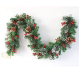 Ghirlanda de Craciun, cu merisoare si conuri, din brad artificial, cu parti de pin inzapezit, 270 cm, Verde - vivimall.ro