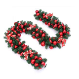 Ghirlanda decorativa Craciun cu Globuri rosii si funde rosii cu argintiu, Vivimall, 2,70 m, Verde - vivimall.ro