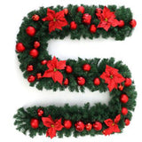 Ghirlanda decorativa Craciun cu Globuri si funde rosii, Vivimall, 2,70 m, Verde - vivimall.ro