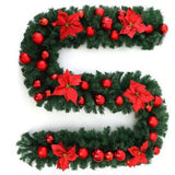 Ghirlanda decorativa Craciun cu Globuri si funde rosii, Vivimall, 2,70 m, Verde - vivimall.ro