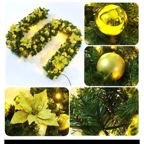 Ghirlanda decorativa Craciun, Vivimall, 2,70 m, Globuri si funde aurii - vivimall.ro