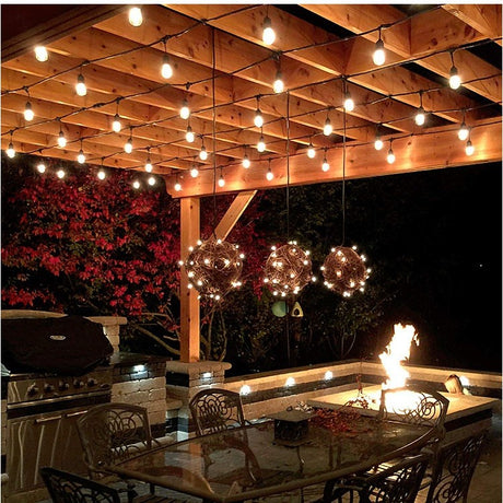 Ghirlanda Luminoasa, Vivimall, cu Transformator, 10 m, 10 LED-uri Model Bulb, Interconectabila, IP44, Alb Cald - vivimall.ro