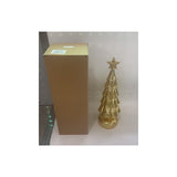 Decoratiune de Craciun, Flippy, Model Brad cu Stea, din Sticla, Lumini, Baterii 3 AA, 31.5 x 9 cm, Auriu - vivimall.ro