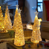 Decoratiune de Craciun, Flippy, Model Brad cu Stea, din Sticla, Lumini, Baterii 3 AA, 24 x 8 cm, Auriu - vivimall.ro