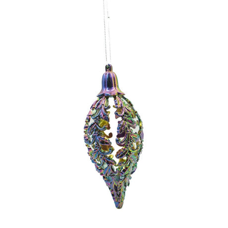 Glob de Craciun, Iridescent, in forma de Con de brad, 6 cm x 15 cm, Plastic, Vivimall - vivimall.ro