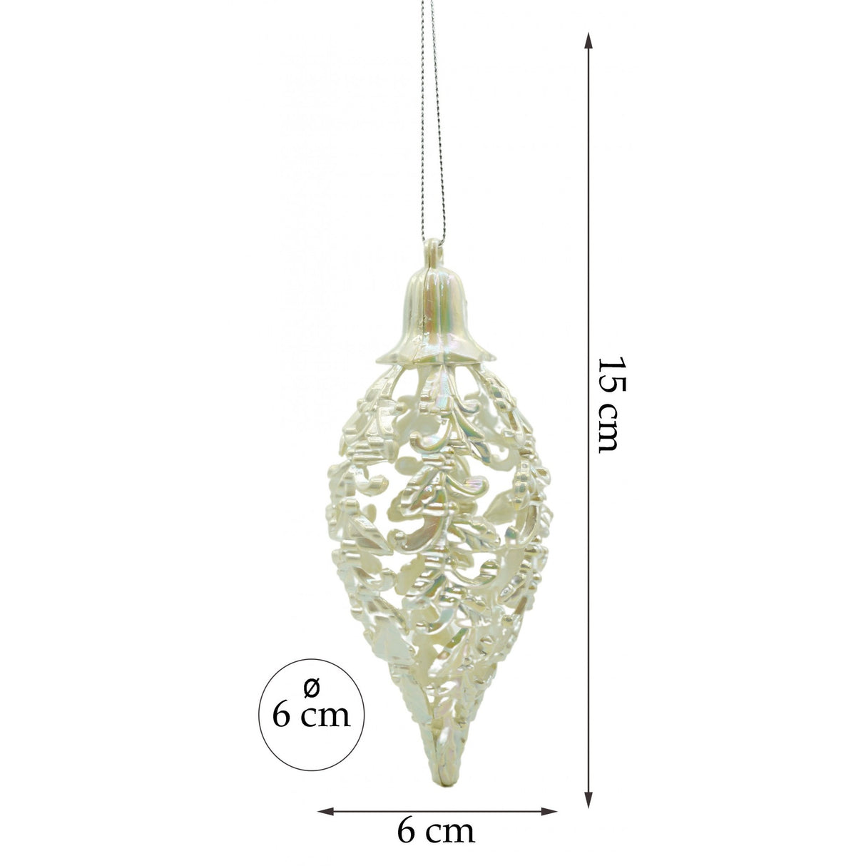 Glob de Craciun, Perlat, in forma de Con de brad, 6 cm x 15 cm, Plastic, Vivimall - vivimall.ro