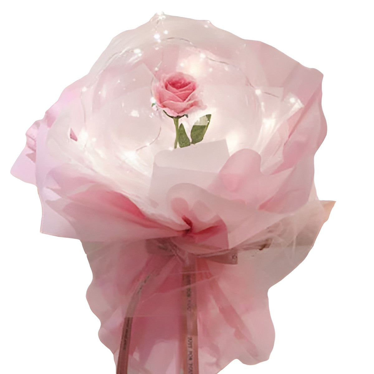Rózsa LED fényű lufiban, csokor alakú, 35 cm átmérőjű